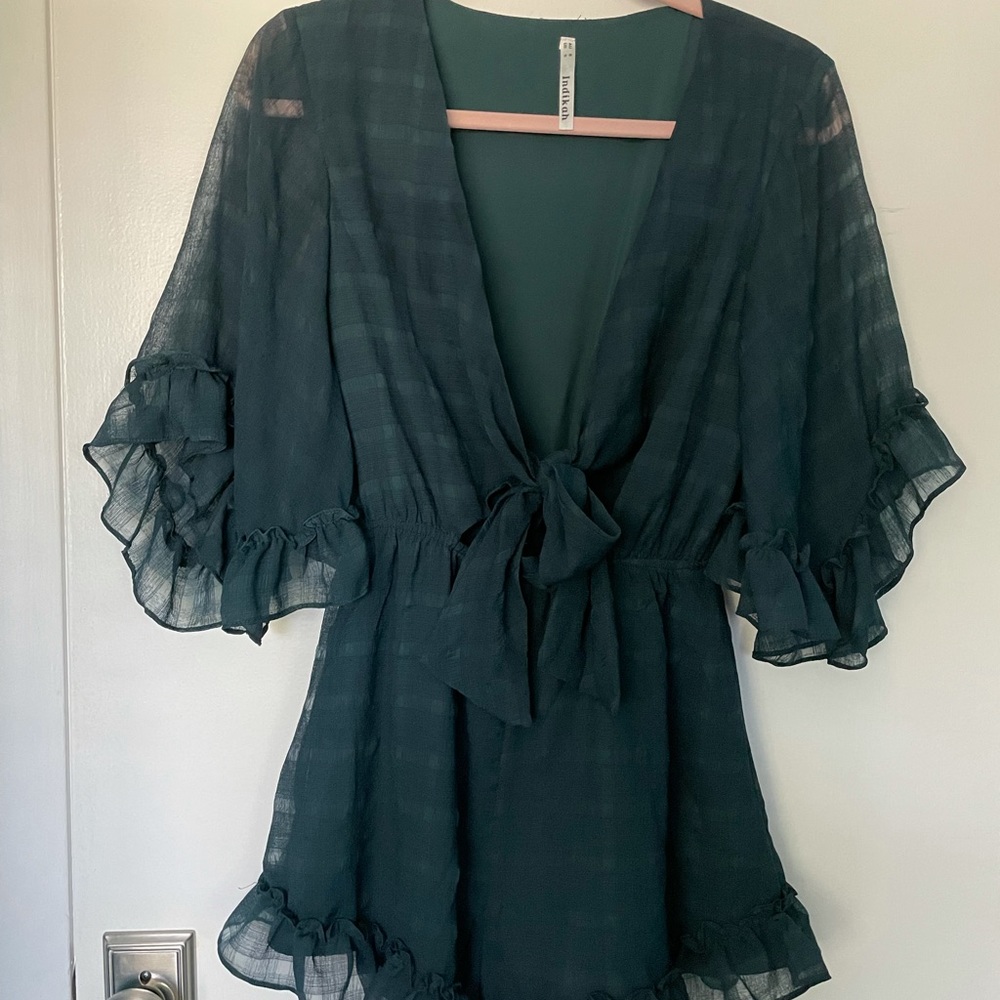 Hello Molly Teal Ruffle Romper - Picture 2 of 6